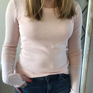 Michael Stars OS Long sleeve waffle pink top